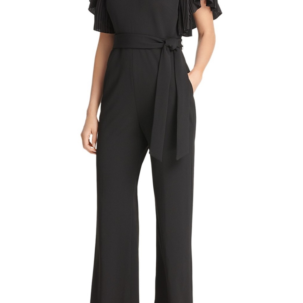 Eliza J Black Jumpsuit with Fitted Bodice and High-Quality Fabric